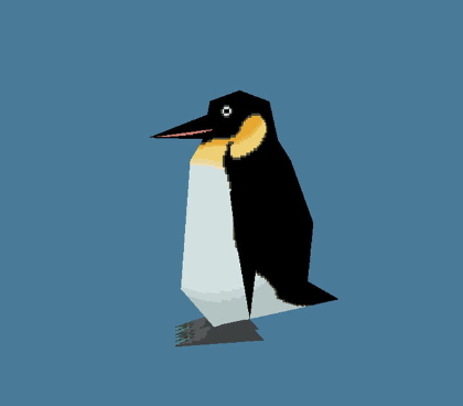 A penguin floating in blue nothingness. A penguin from the future, then.